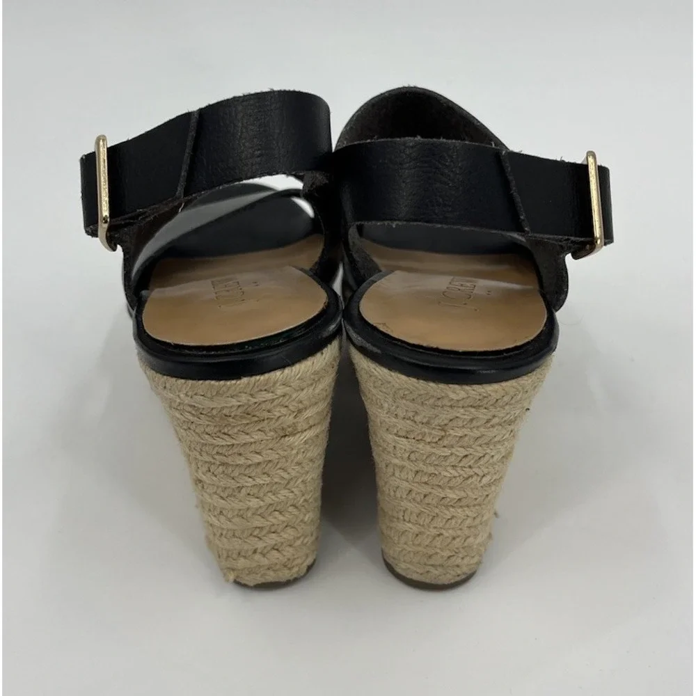 J. Crew Espadrille Wedge Platform Heel Sandals Size 8 Black